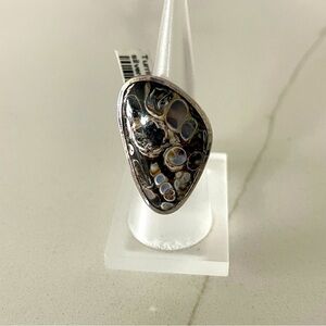 Elegant Sterling Silver 925 and Turritella Agate Stone Ring size 7